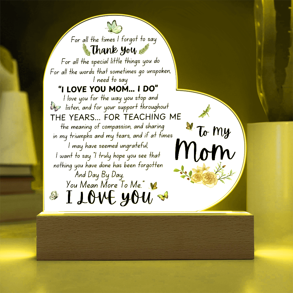 To My Mom | Heart Acrylic Plaque