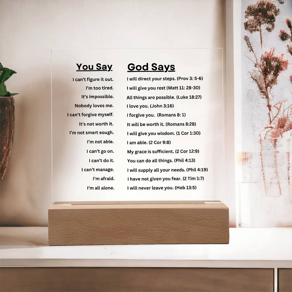 Encouraging Words of God Acrylic LED Light