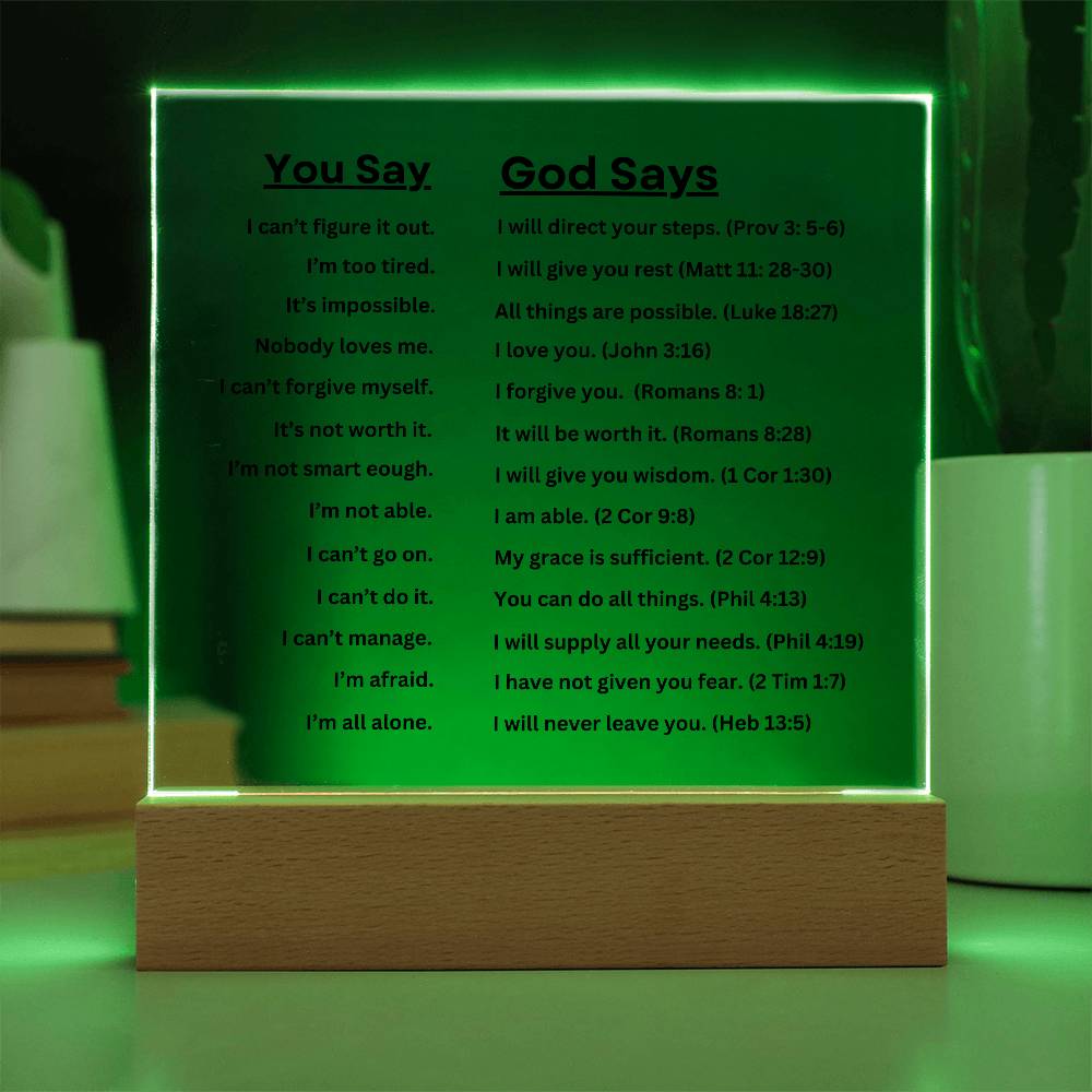 Encouraging Words of God Acrylic LED Light