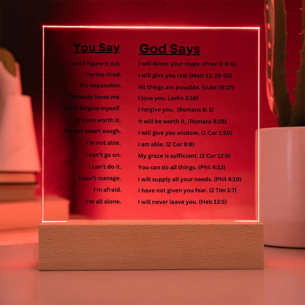 Encouraging Words of God Acrylic LED Light