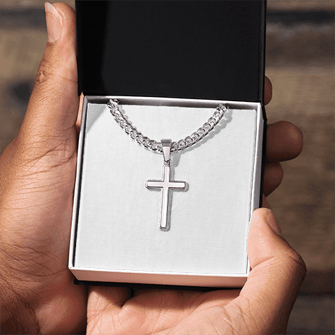TO MY SON | Cuban Link Chain with Artisan Cross, Valentine's Day