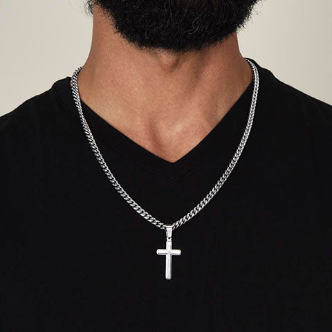 TO MY SON | Cuban Link Chain with Artisan Cross, Valentine's Day