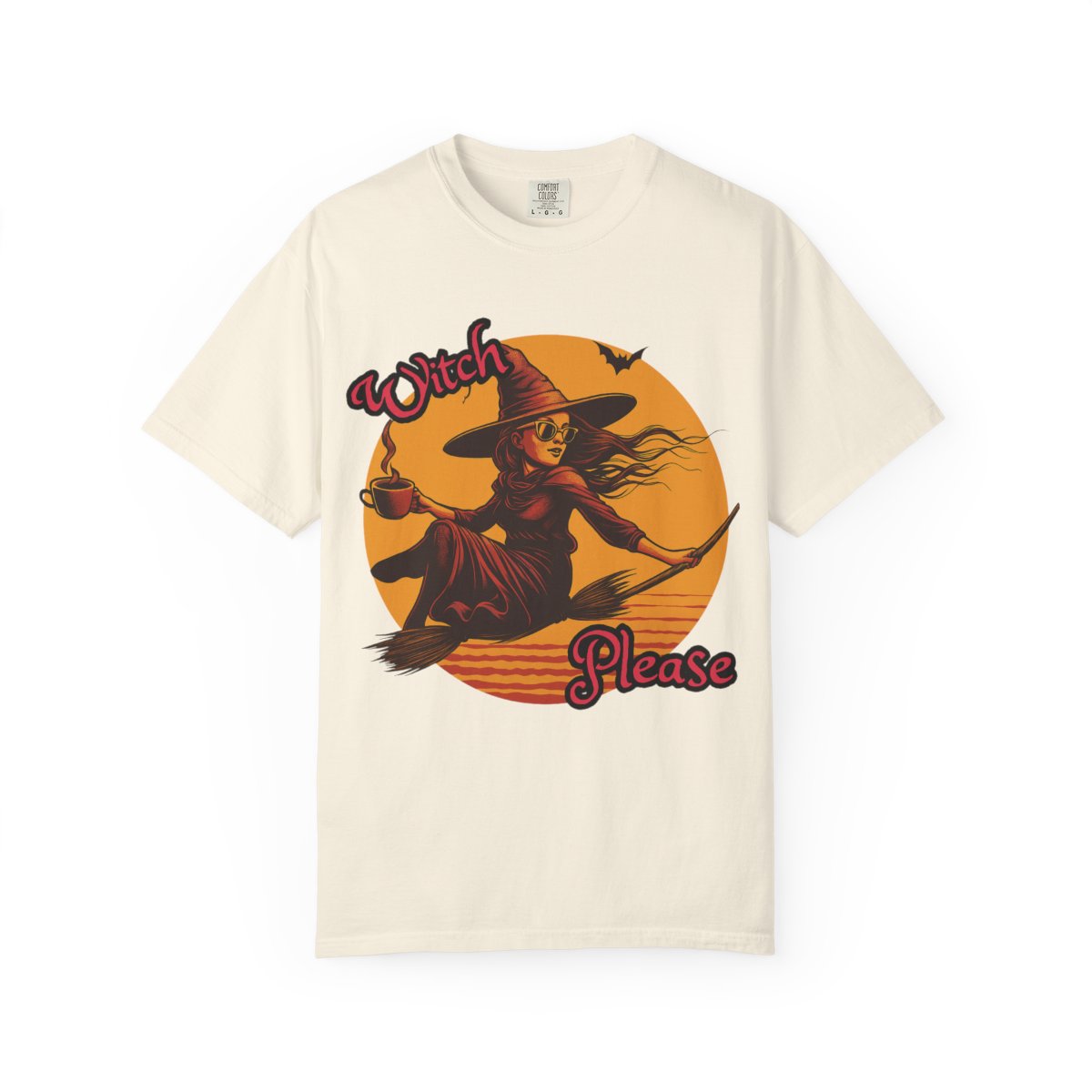 "Witch Please" Halloween T-Shirt – Retro Flying Witch Graphic Tee for Women