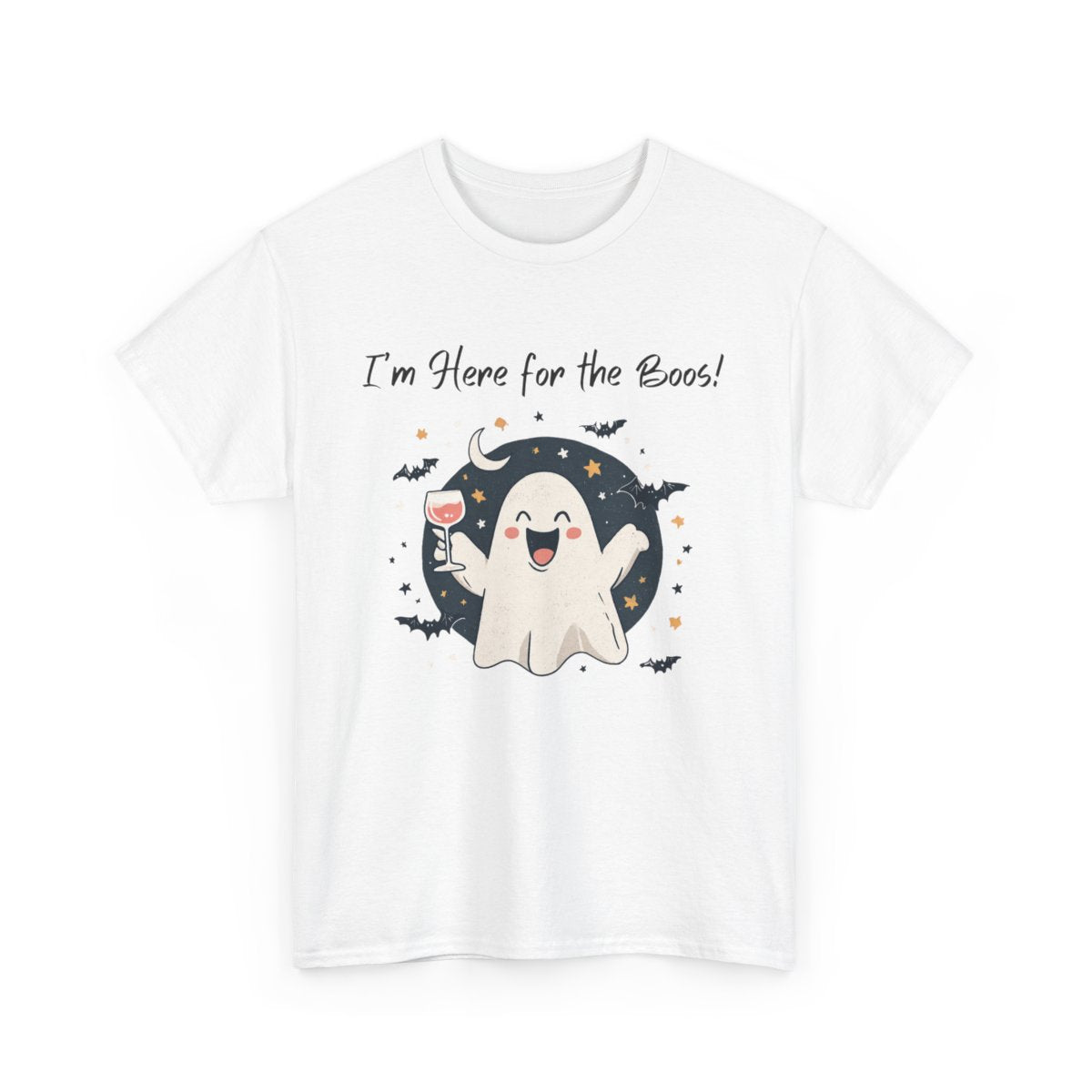 "I'm Here for the Boos" Cute Ghost Wine Halloween T-Shirt