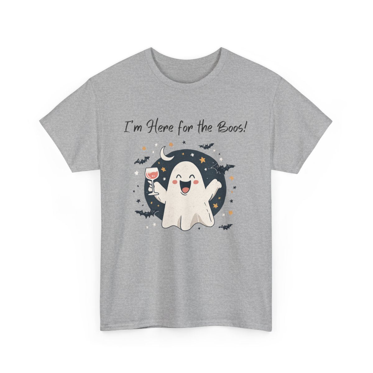 "I'm Here for the Boos" Cute Ghost Wine Halloween T-Shirt
