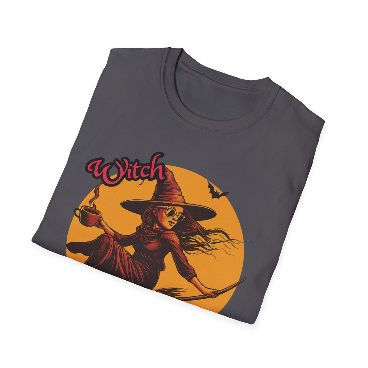 "Witch Please" Halloween T-Shirt – Retro Flying Witch Graphic Tee for Women