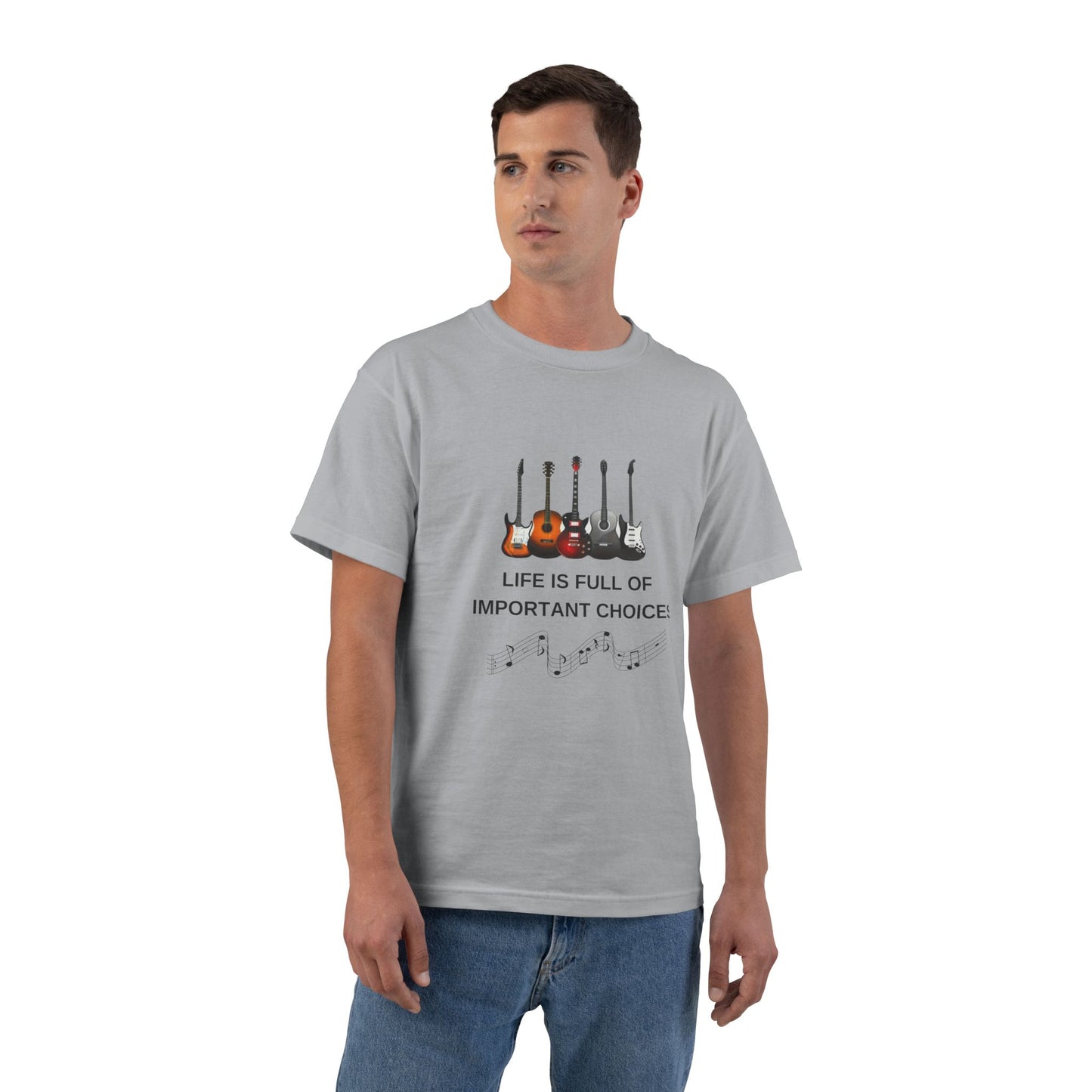 Life Is Full of Important Choices Guitar T-Shirt | Funny Music Shirt for Guitar Players