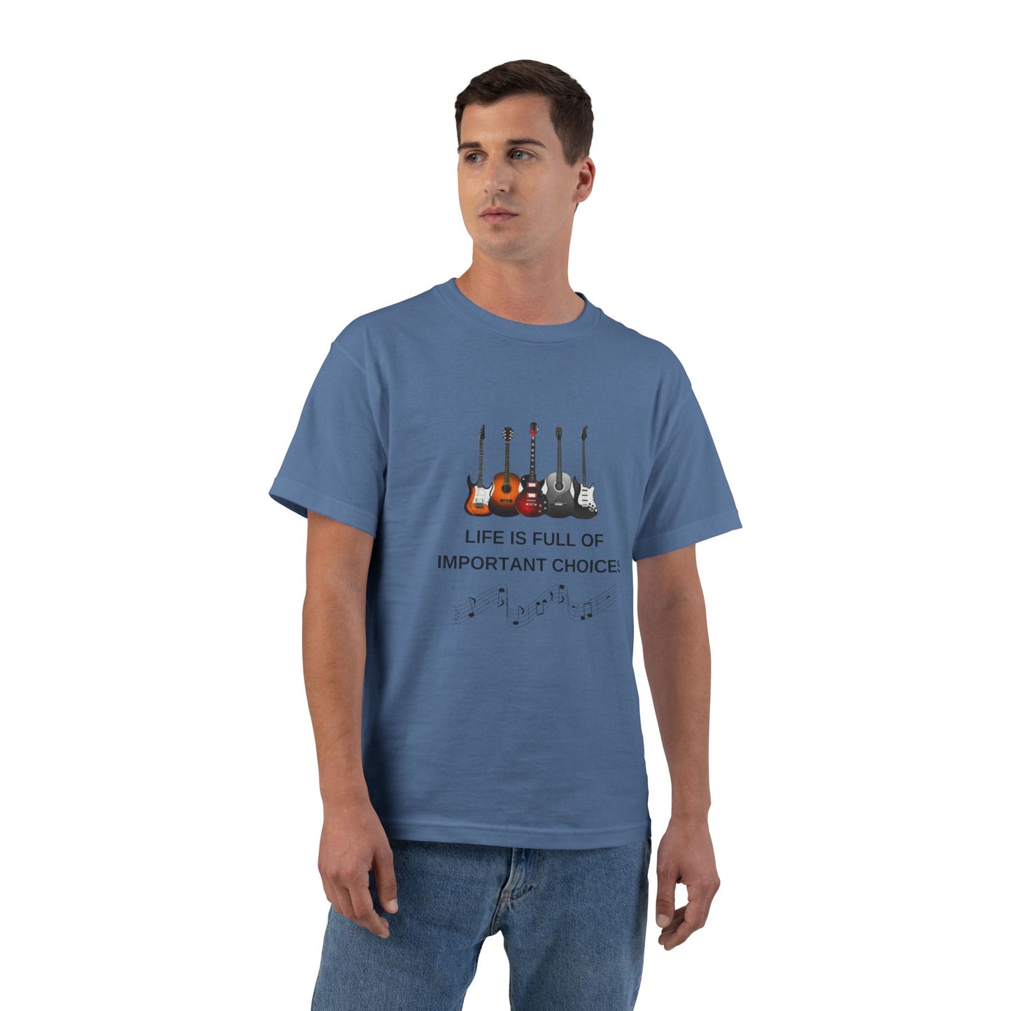 Life Is Full of Important Choices Guitar T-Shirt | Funny Music Shirt for Guitar Players