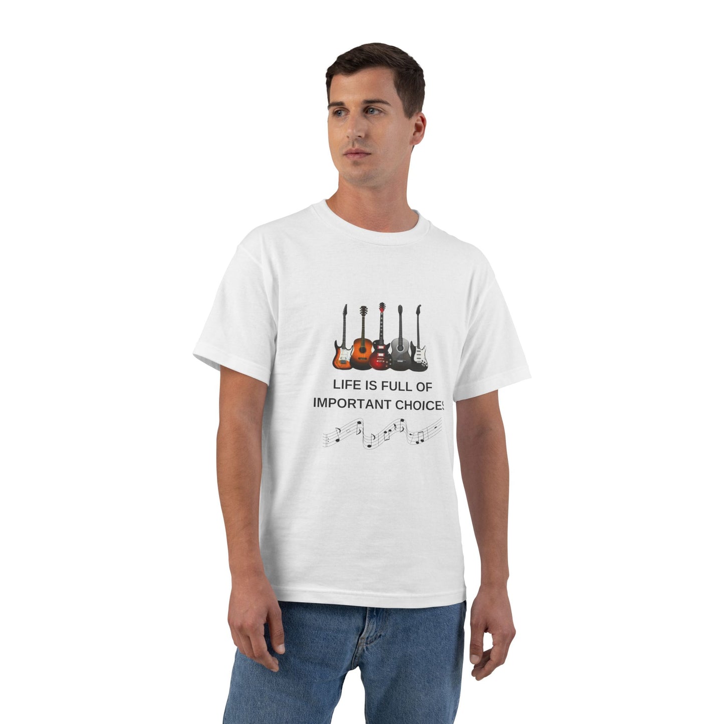 Life Is Full of Important Choices Guitar T-Shirt | Funny Music Shirt for Guitar Players