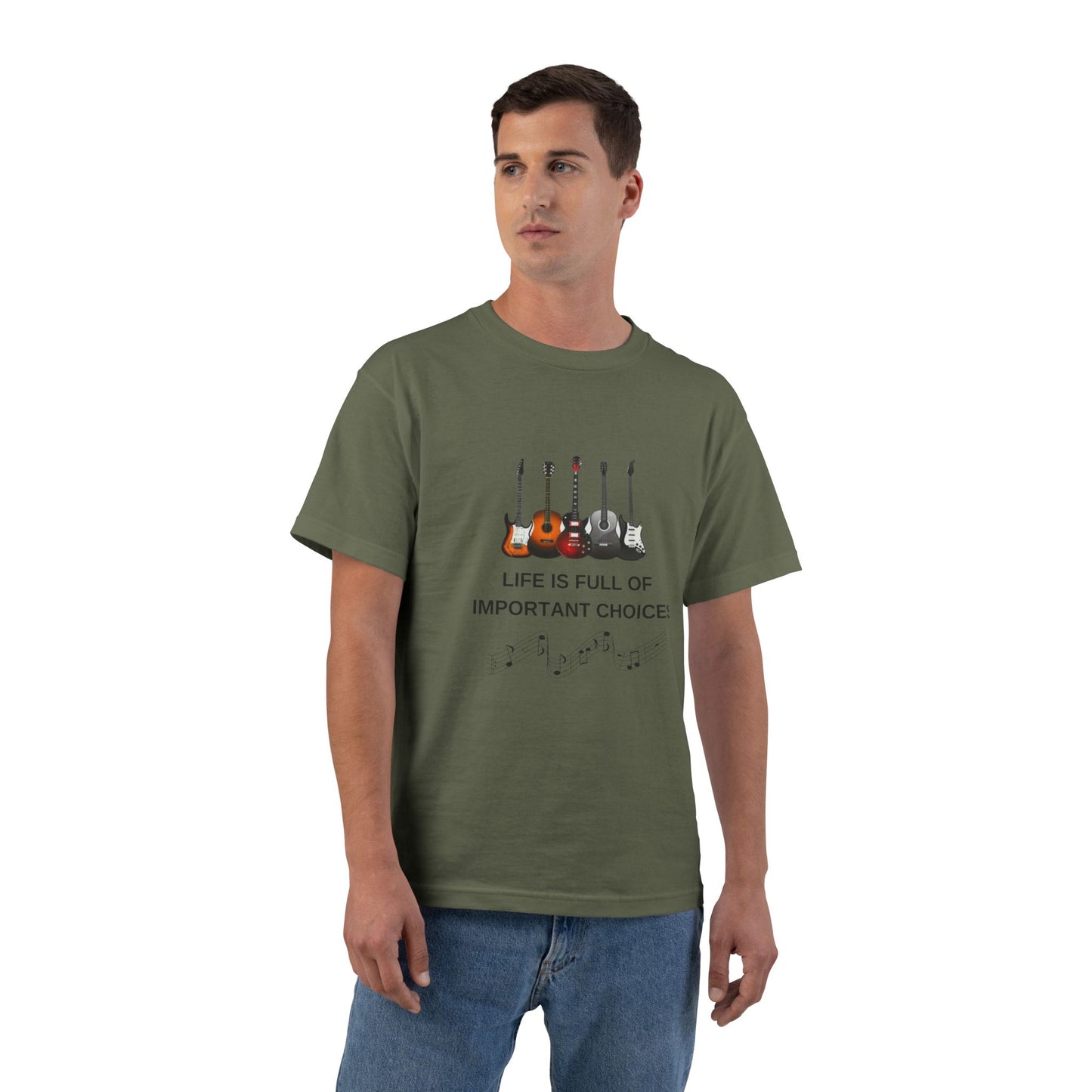Life Is Full of Important Choices Guitar T-Shirt | Funny Music Shirt for Guitar Players