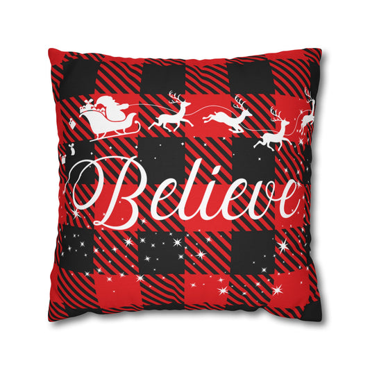 Christmas | Believe Square Pillow Cover (Available in 14", 16", 18", and 20")