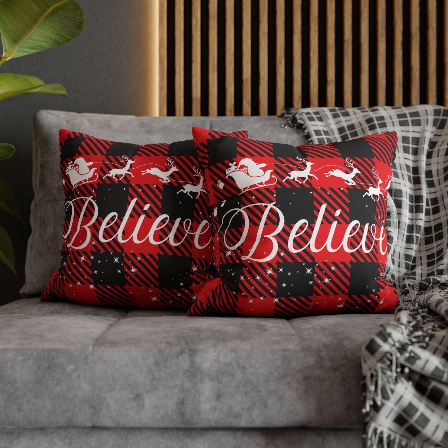 Christmas | Believe Square Pillow Cover (Available in 14", 16", 18", and 20")