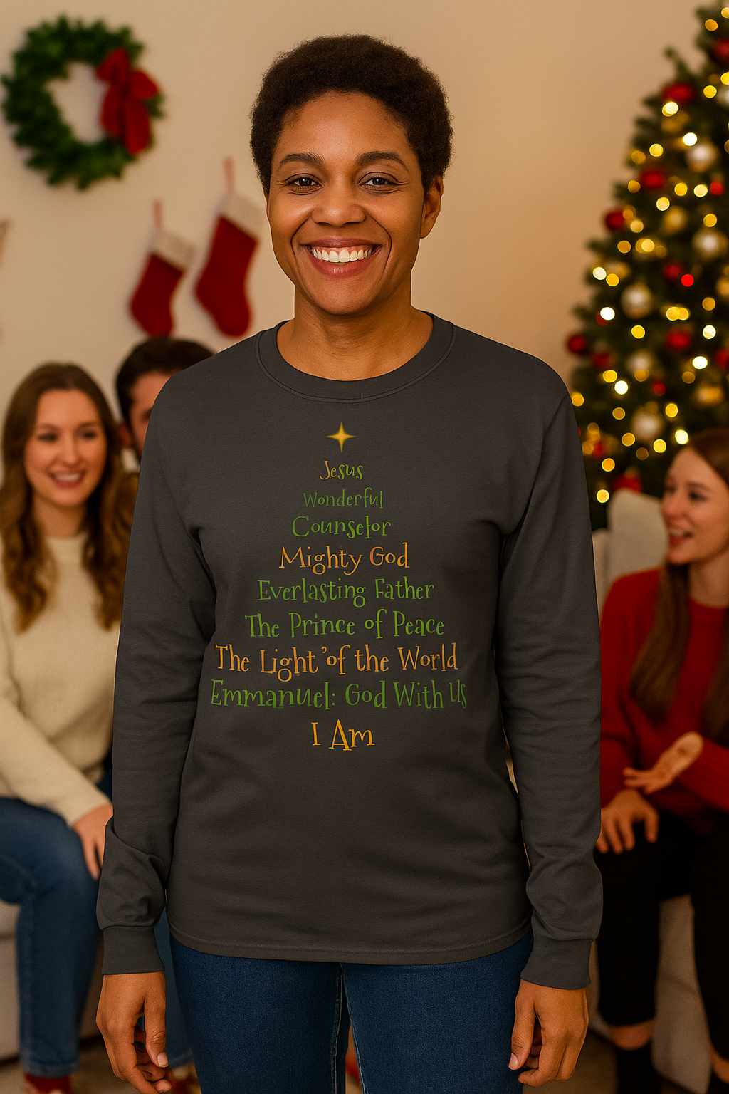 Christian Christmas Tree Names of Jesus Shirt