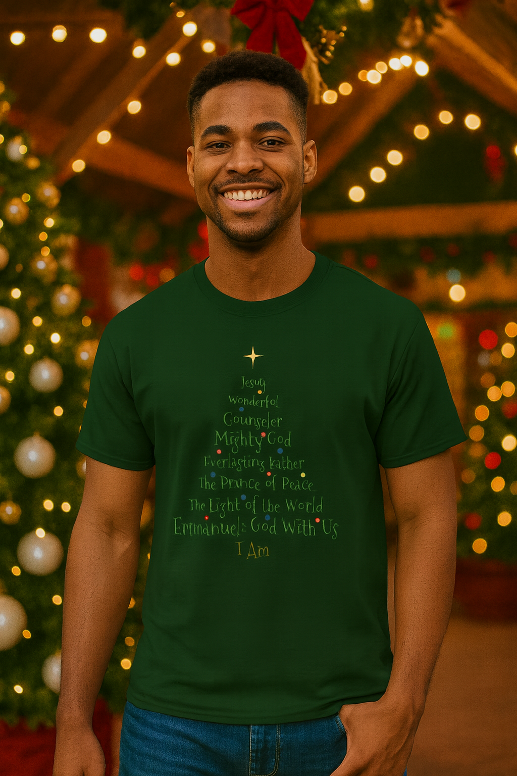 Christian Christmas Tree Names of Jesus Shirt
