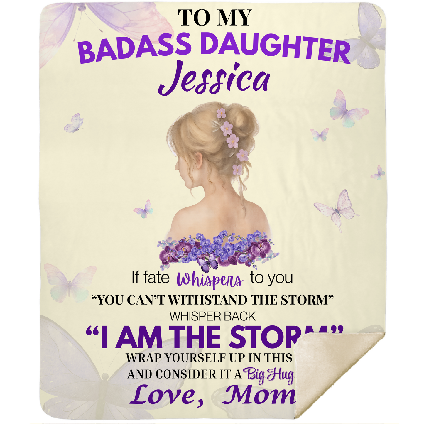 “To My Badass Daughter” Personalized Comfort Blanket   50 x 60