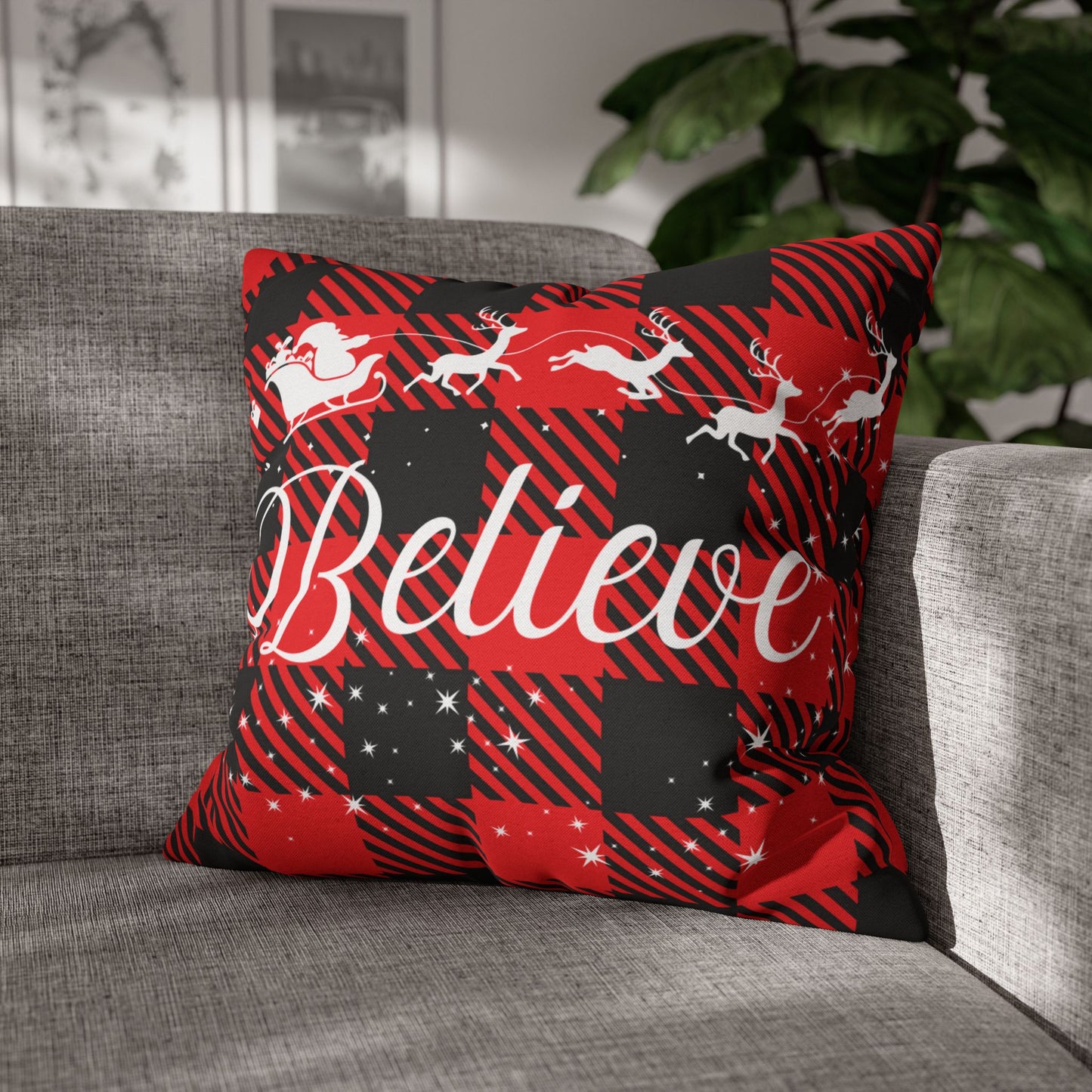 Christmas | Believe Square Pillow Cover (Available in 14", 16", 18", and 20")