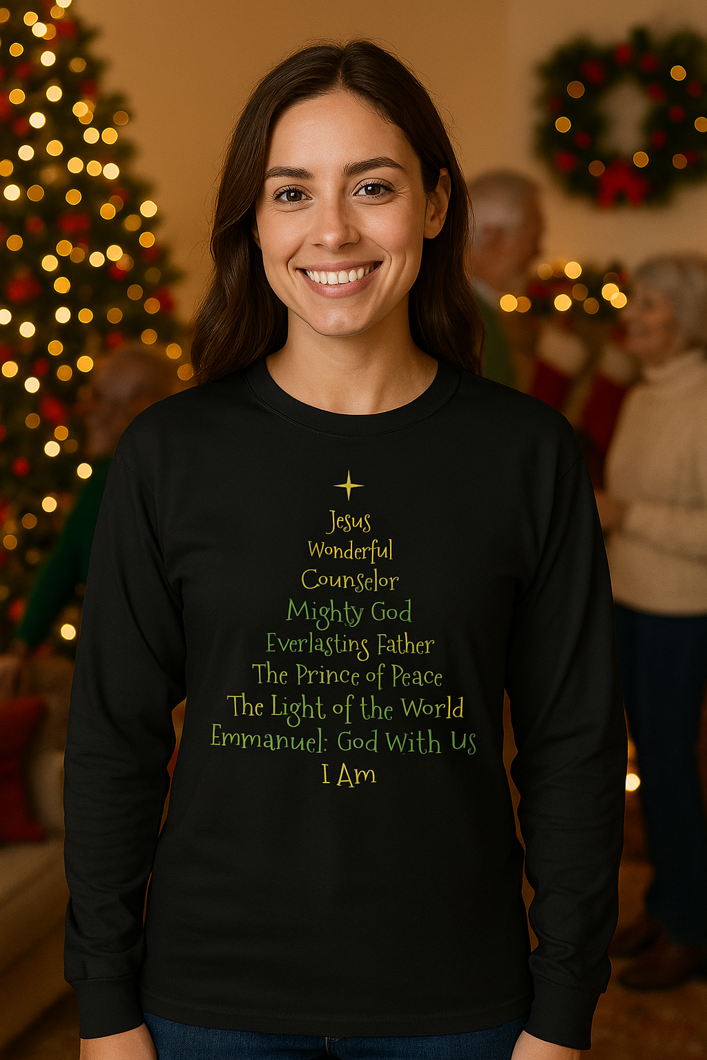 Christian Christmas Tree Names of Jesus Shirt