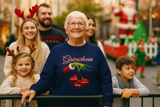 “Grinchma” Christmas Sweatshirt |  Up to Seven Grandkids' Names