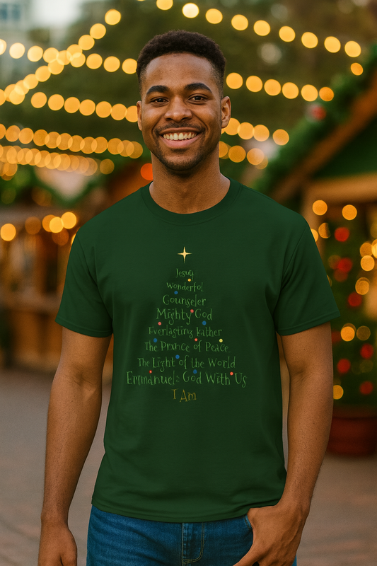 Christian Christmas Tree Names of Jesus T-Shirt