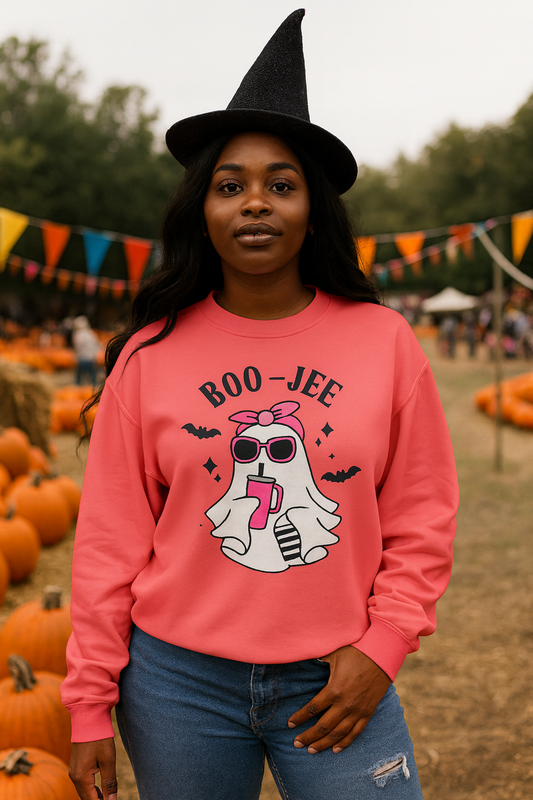 Comfort Colors® "Boo-Jee" Ghost Halloween Sweatshirt  – Cute & Boujee Spooky Vibes