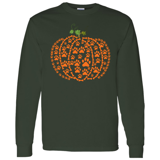 Fall | Long Sleeve Paw Print Pumpkin Tshirt