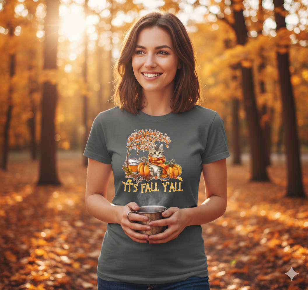 "It's Fall Y'all" Tabby Kitten Comfort Colors® Garment-Dyed T-shirt
