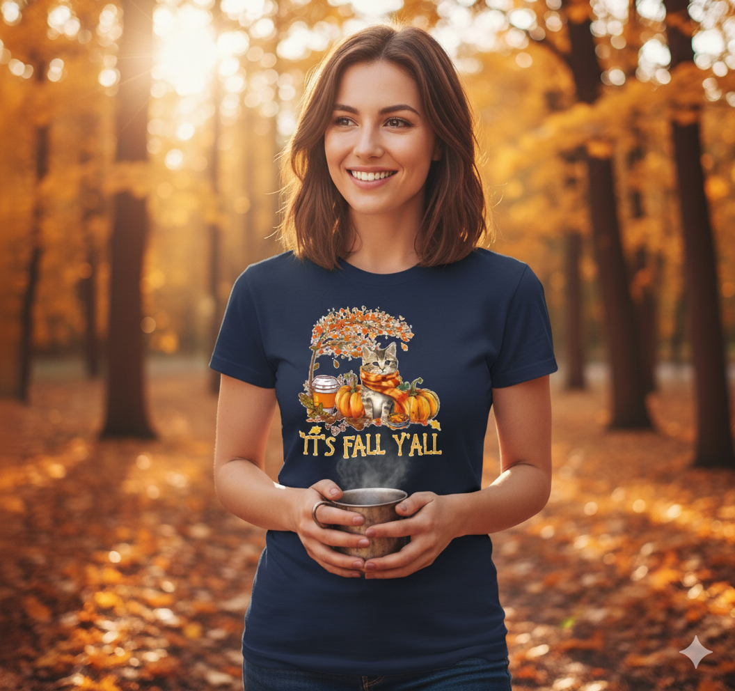 "It's Fall Y'all" Tabby Kitten Comfort Colors® Garment-Dyed T-shirt