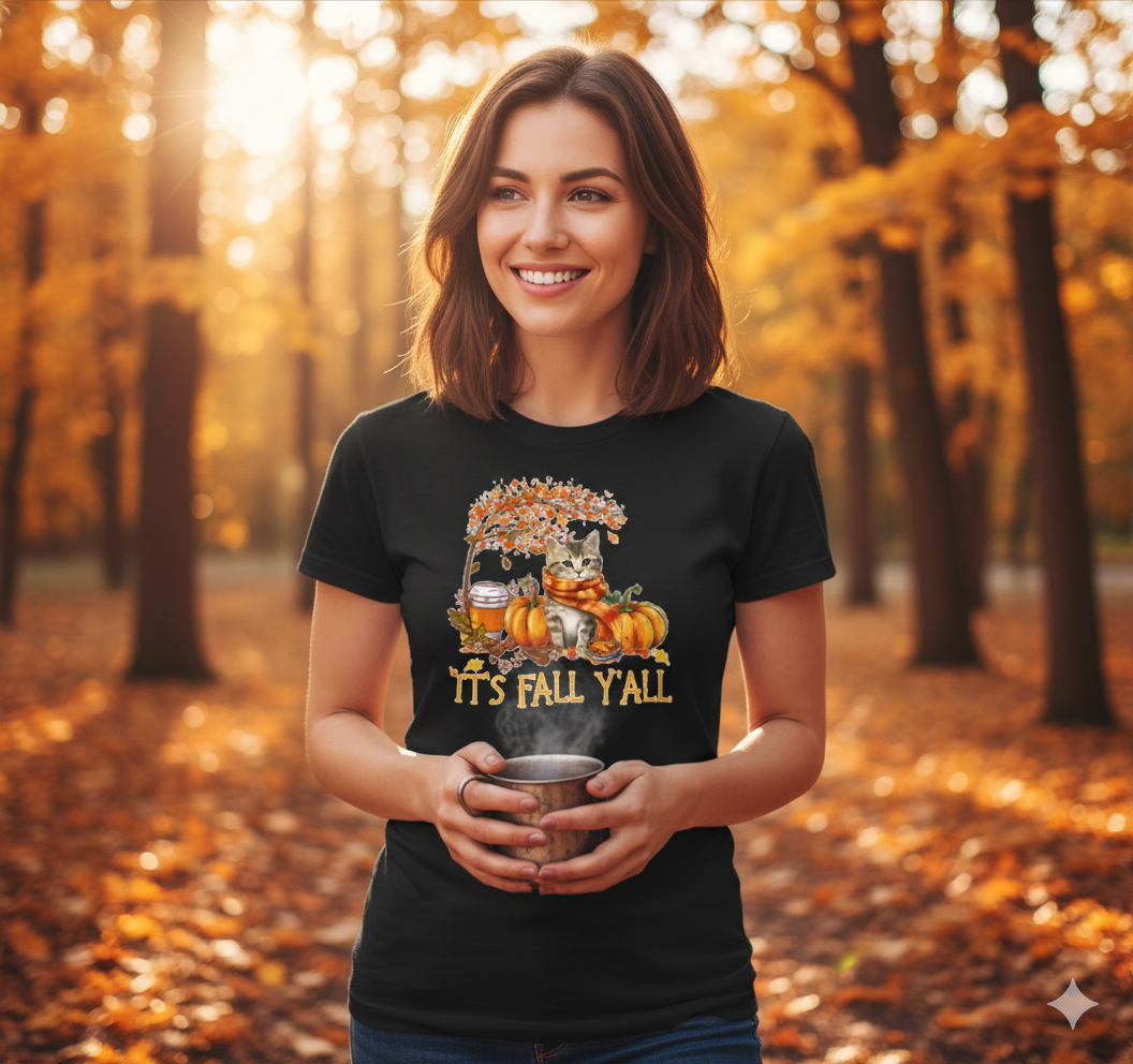 "It's Fall Y'all" Tabby Kitten Comfort Colors® Garment-Dyed T-shirt