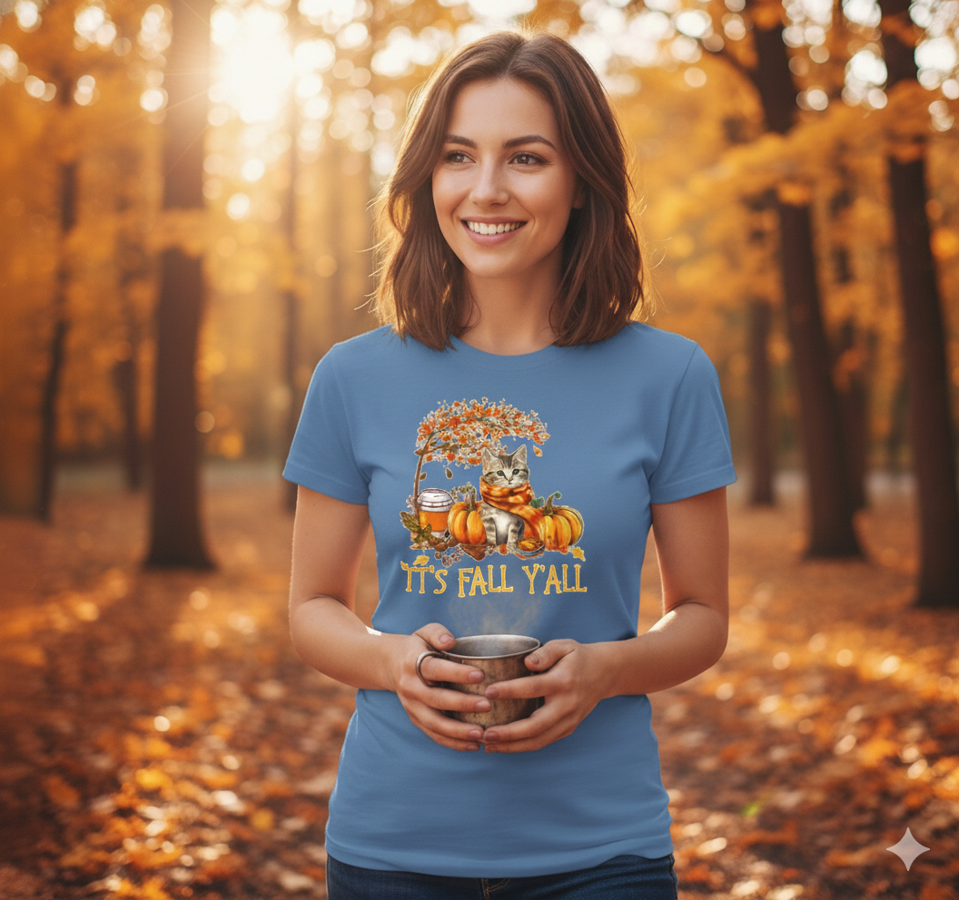 "It's Fall Y'all" Tabby Kitten Comfort Colors® Garment-Dyed T-shirt