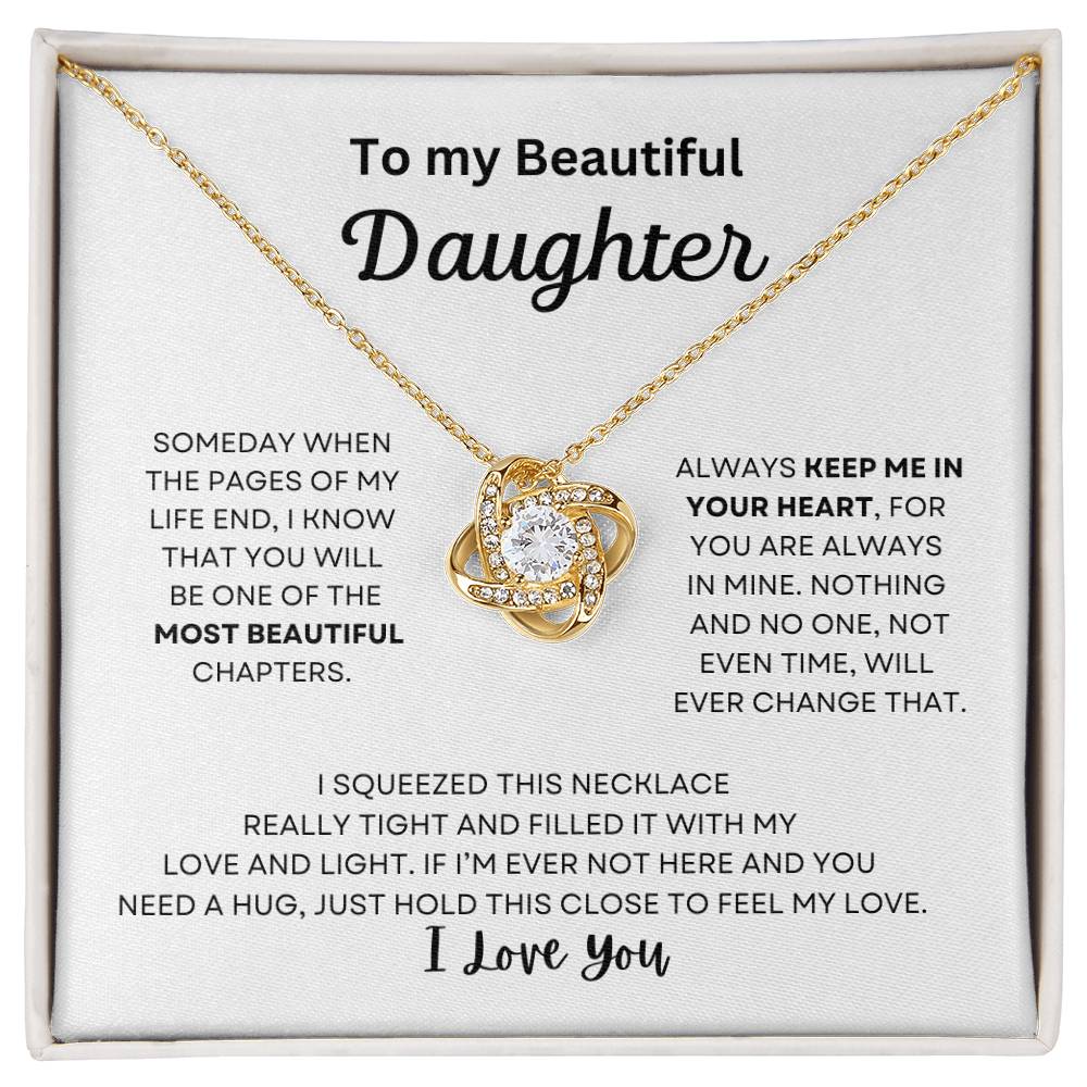 To My Beautiful Daughter Love Knot Necklace