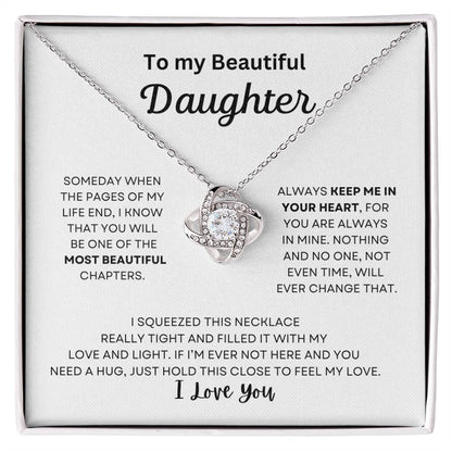 To My Beautiful Daughter Love Knot Necklace