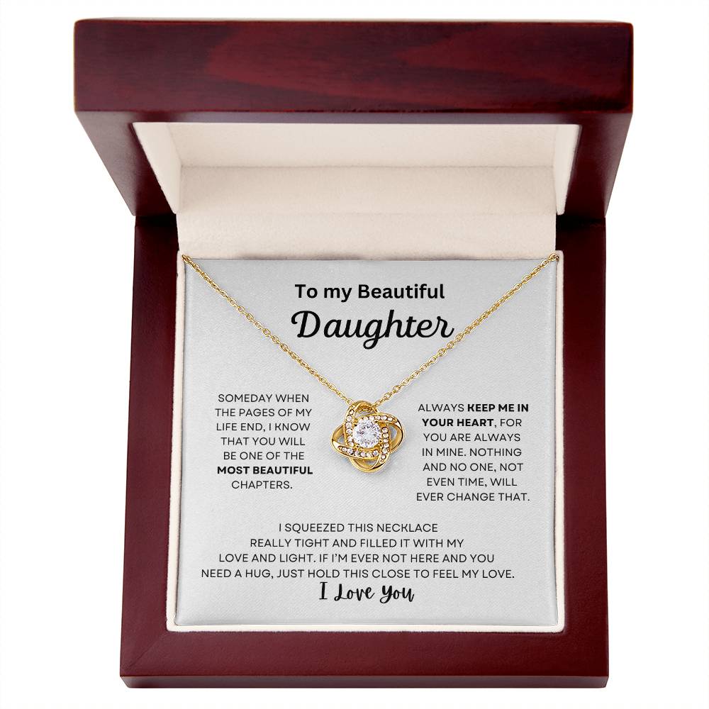 To My Beautiful Daughter Love Knot Necklace