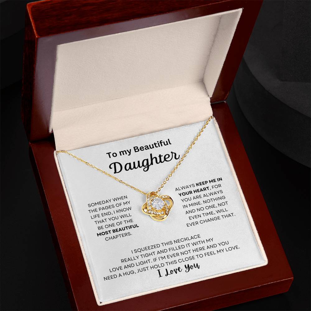 To My Beautiful Daughter Love Knot Necklace