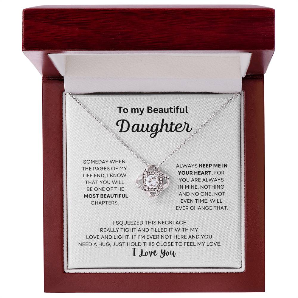 To My Beautiful Daughter Love Knot Necklace