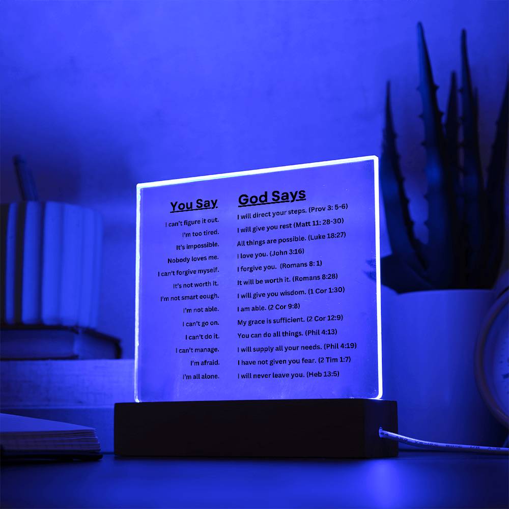 Encouraging Words of God Acrylic LED Light