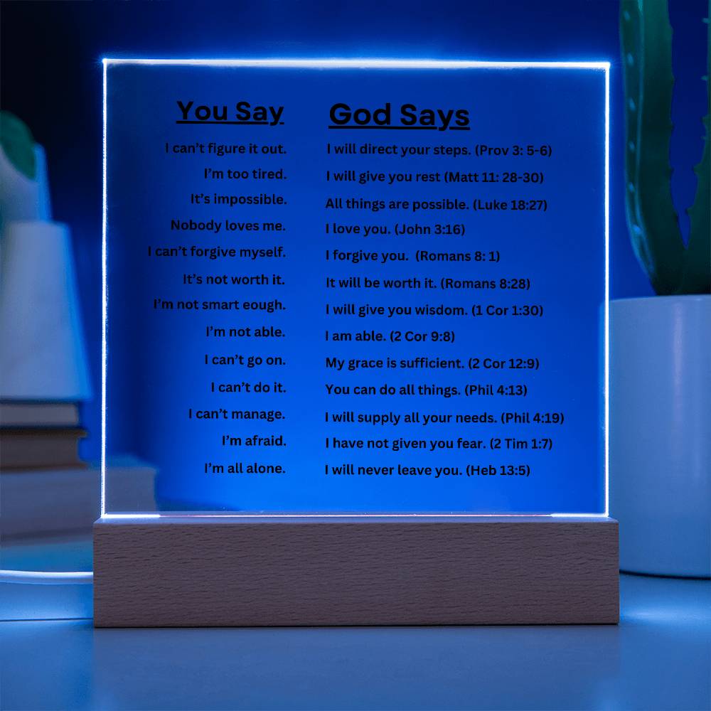 Encouraging Words of God Acrylic LED Light