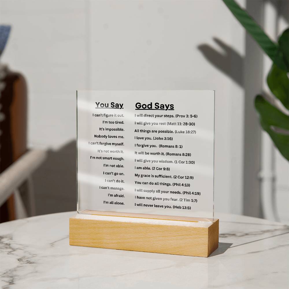 Encouraging Words of God Acrylic LED Light