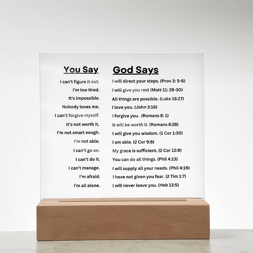 Encouraging Words of God Acrylic LED Light