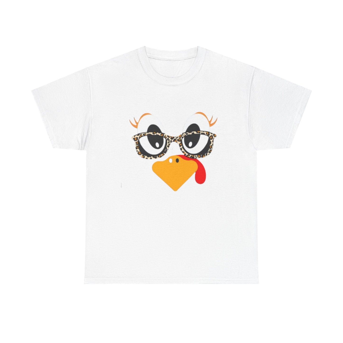 Sassy Turkey Face with Leopard Glasses T-Shirt - Funny Thanksgiving Tee