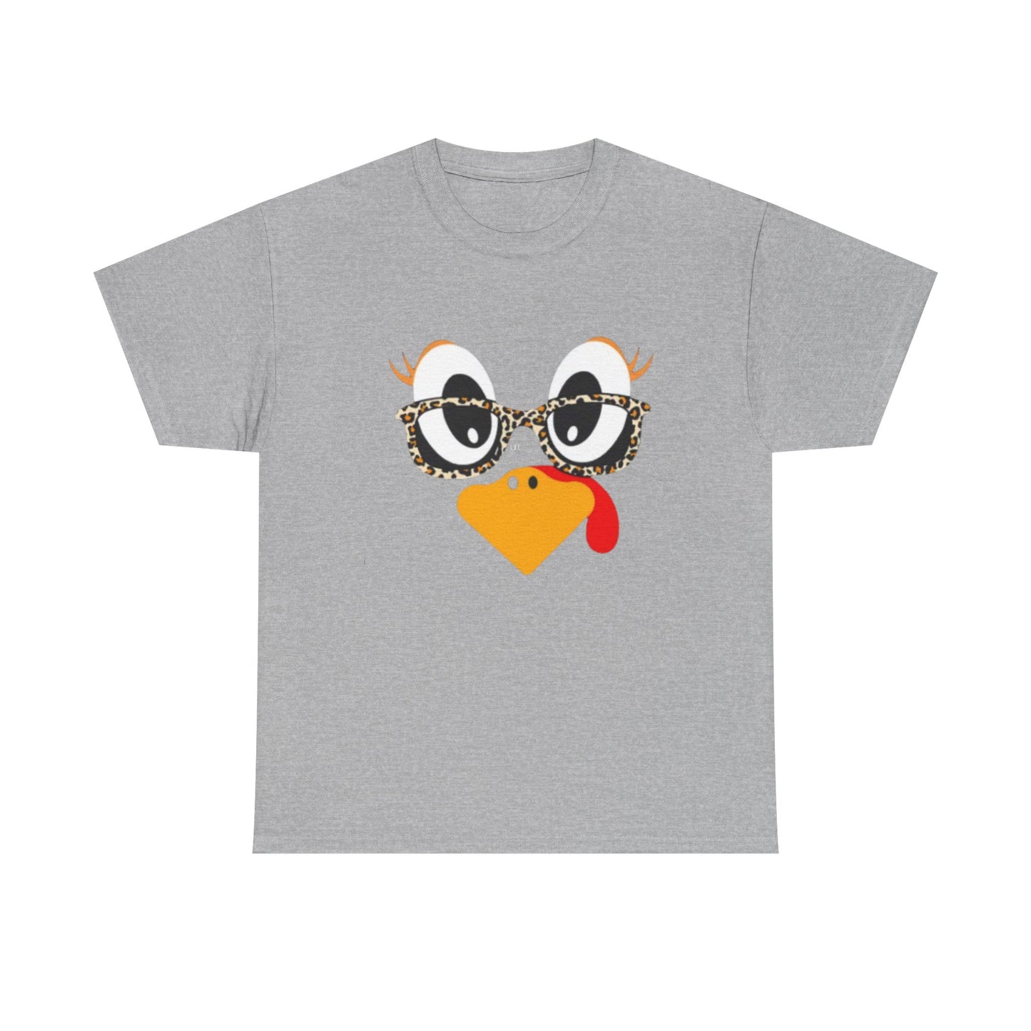 Sassy Turkey Face with Leopard Glasses T-Shirt - Funny Thanksgiving Tee