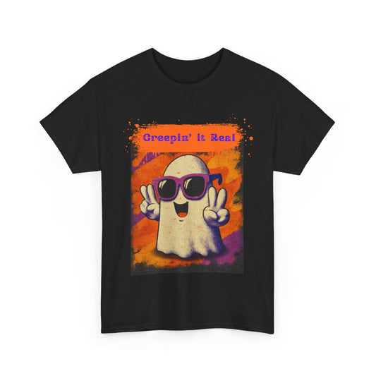 Creepin’ It Real Funny Halloween Ghost T-Shirt with Sunglasses