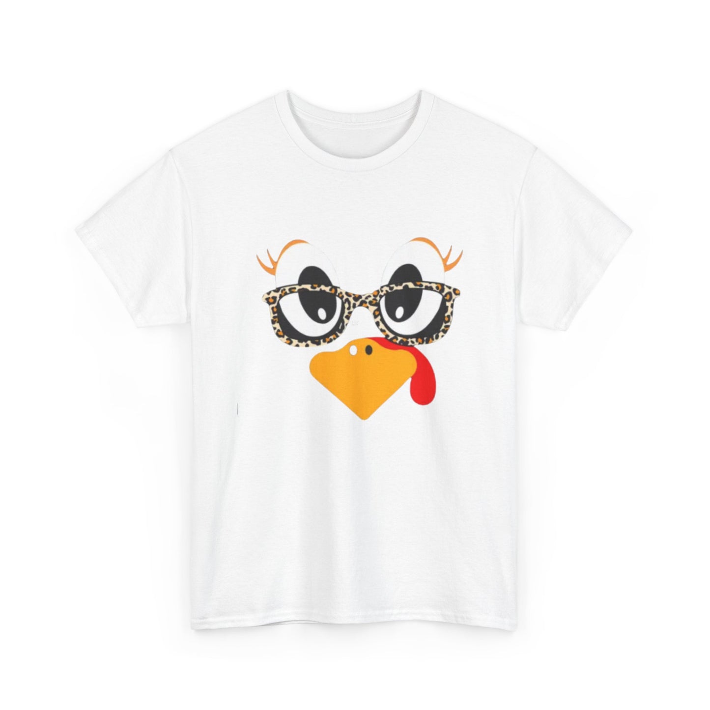 Sassy Turkey Face with Leopard Glasses T-Shirt - Funny Thanksgiving Tee