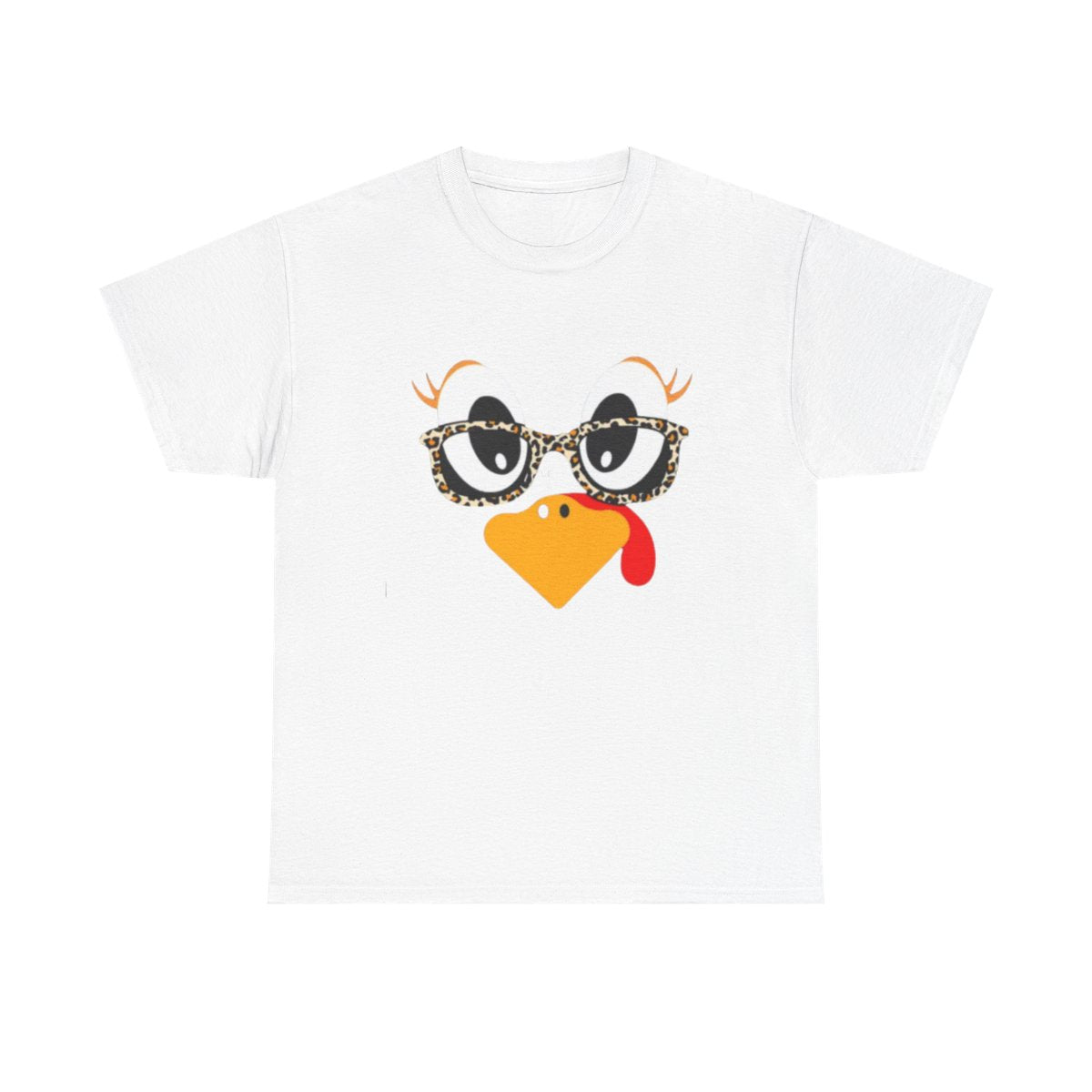 Sassy Turkey Face with Leopard Glasses T-Shirt - Funny Thanksgiving Tee