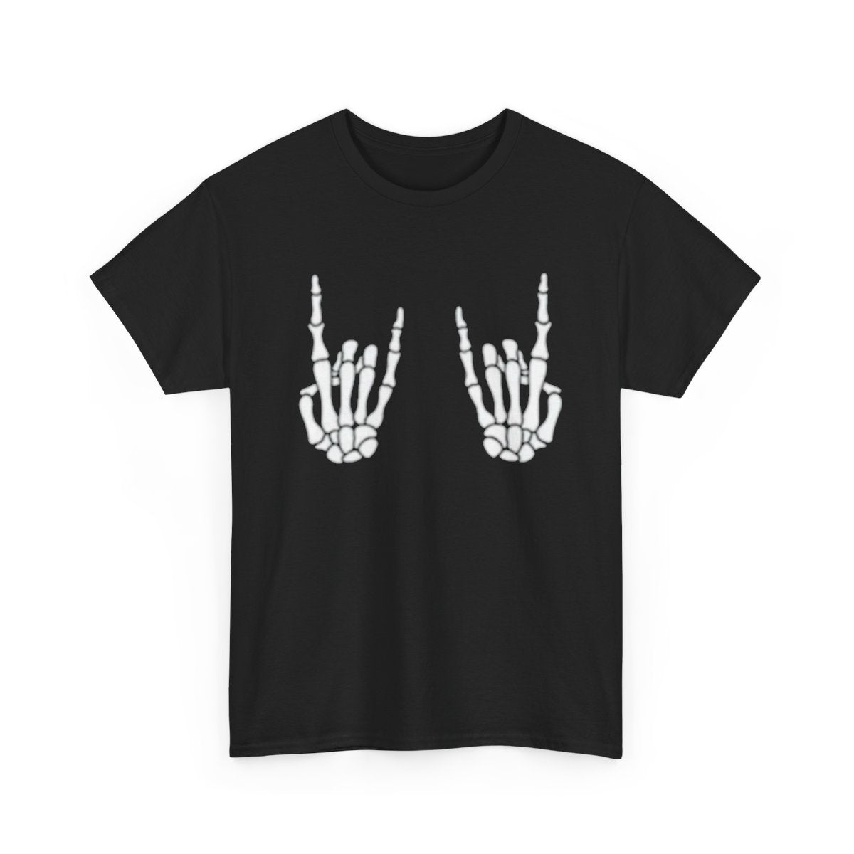 Skeleton Rock Hands T-Shirt | Heavy Metal Hand Sign Graphic Tee